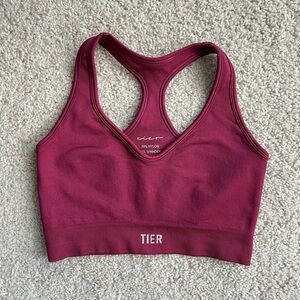 Tier Activewear Maroon Seamless Racerback Sports Bra Size XS Performance Wine